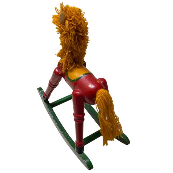 VTG 8.5" Tall Handpainted Wooden Rocking Horse Christmas Holiday Mantle Decor - Picture 16 of 16